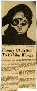 Clipping from Feininger Exhibition, Exhibitions, Registration Department Exhibition History Collection, 1935-2014, The Mint Museum Archives, Charlotte, Accession no. 2014.7